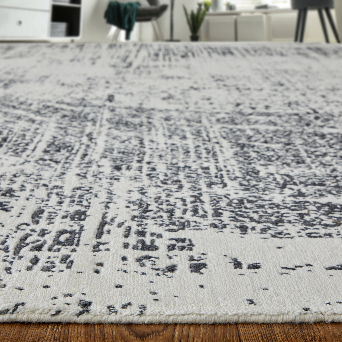 Coda Modern/Industrial/Global Abstract/Watercolor Black/White 8928 - Feizy Rug