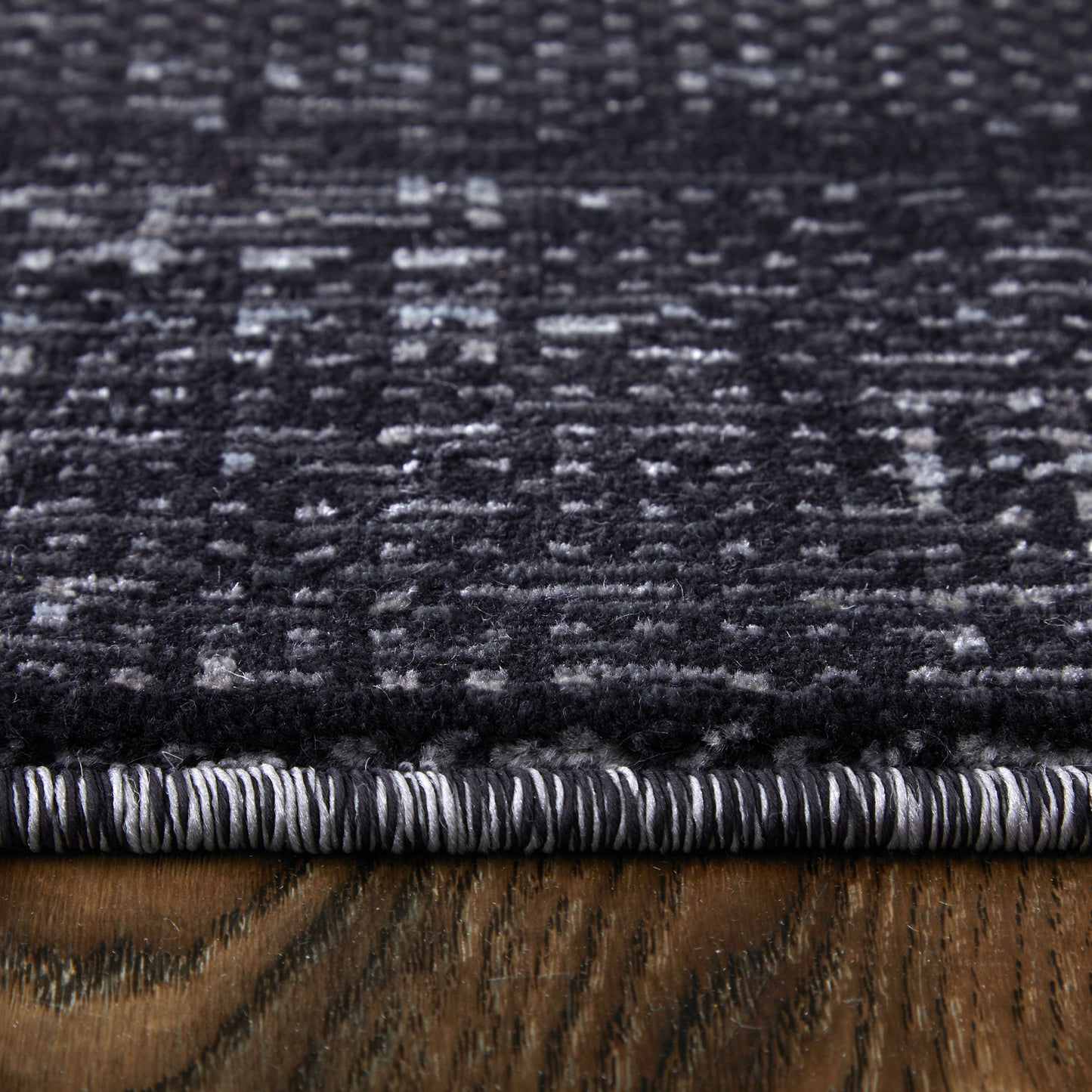 Deja Modern/Casual Solid Black/Silver/Gray - Feizy Rug