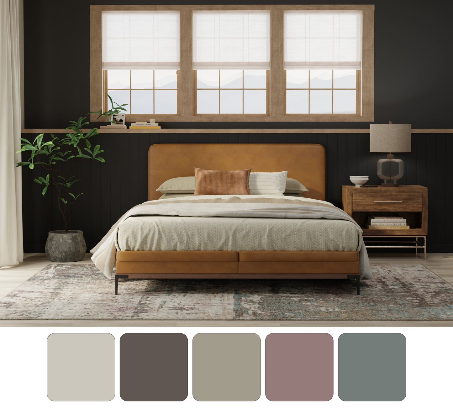 Eden Modern/Industrial/Bohemian & Eclectic Abstract/Distressed/Watercolor Ivory/Blue/Purple - Feizy Rug