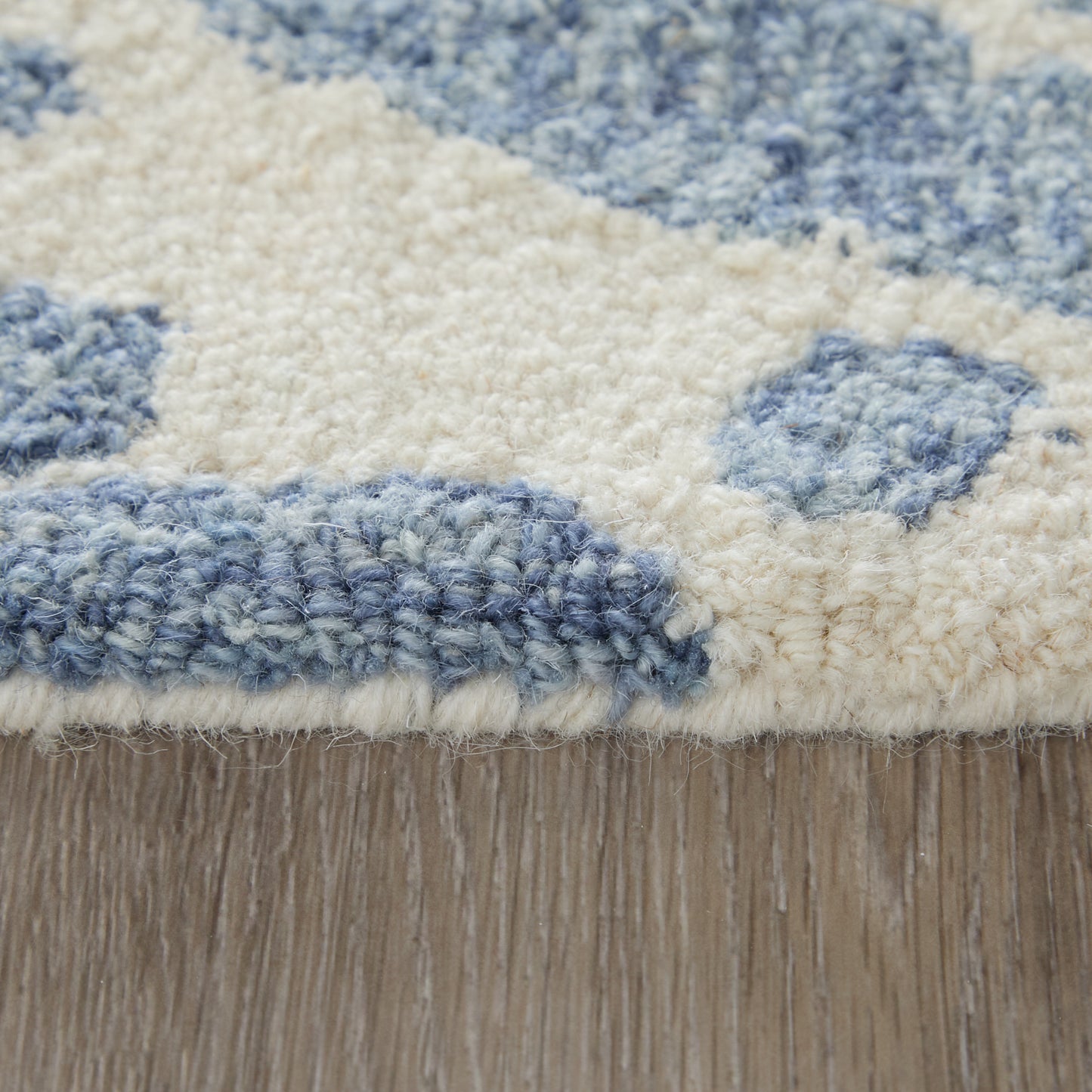 Wallace Modern/Bohemian & Eclectic Abstract/Floral & Botanical/Watercolor Blue/Ivory - Feizy Rug