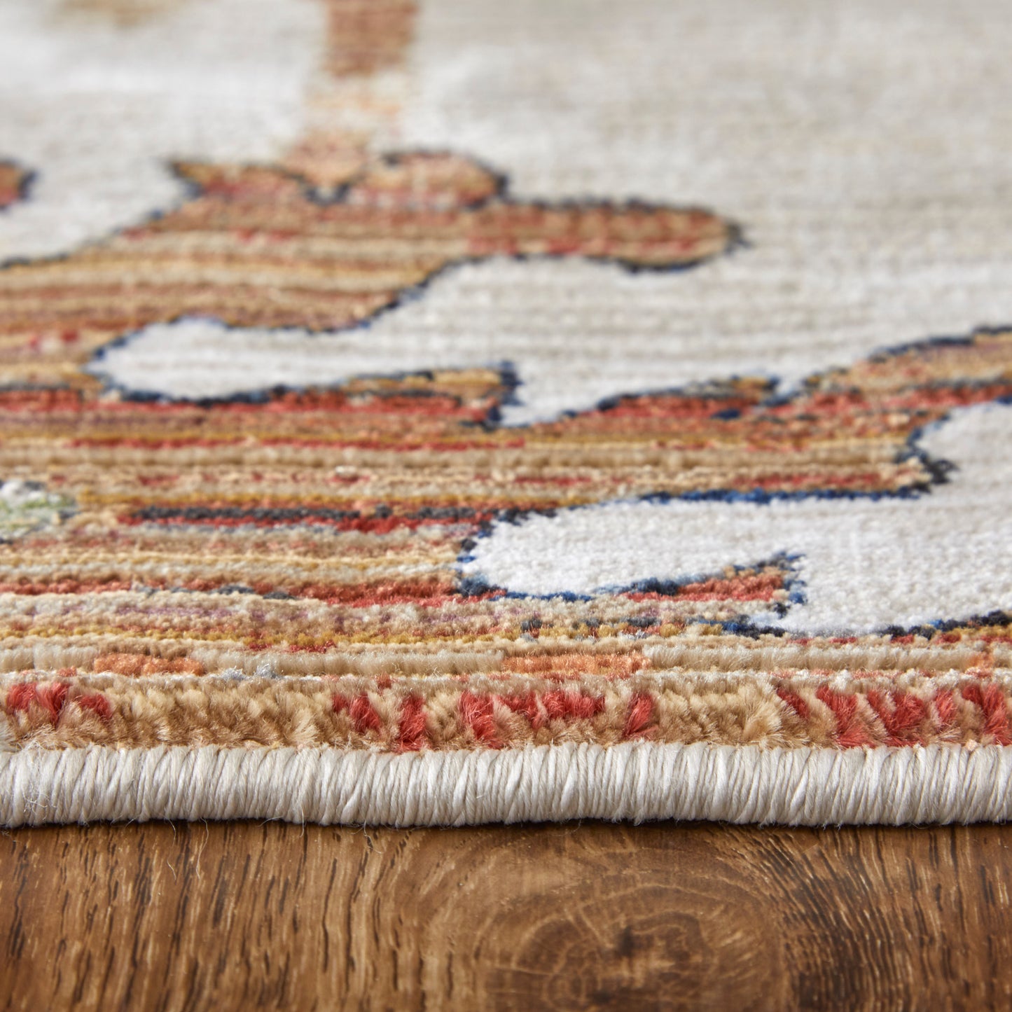 Melrose Transitional/Bohemian & Eclectic/Cottage Floral & Botanical Ivory/Red/Blue - Feizy Rug