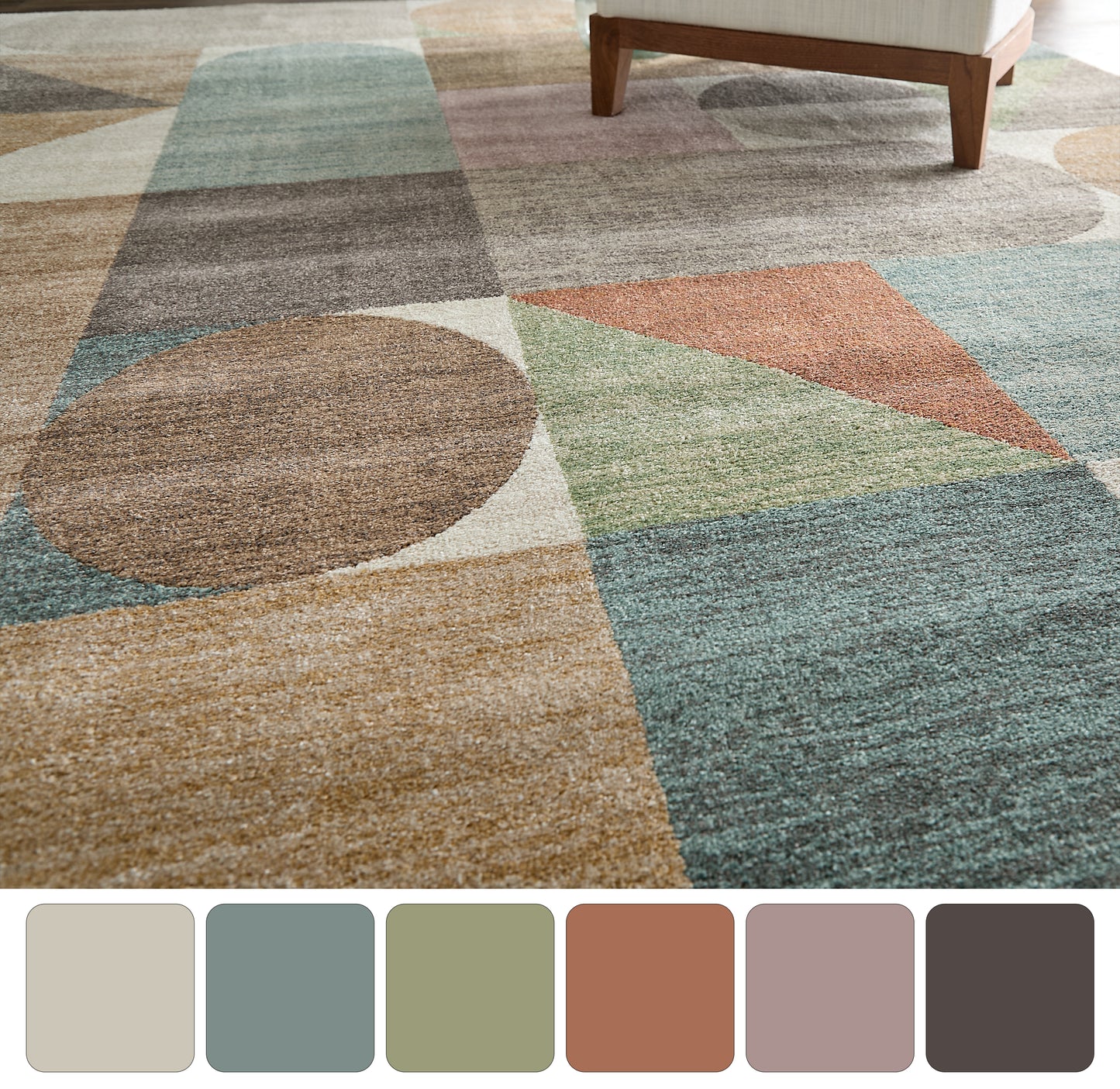 Eden Modern Color Block/Geometric Ivory/Brown/Blue - Feizy Rug
