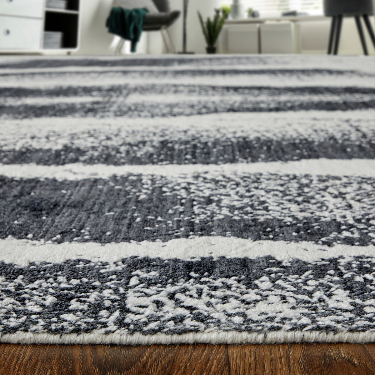 Coda Modern/Industrial/Global Abstract/Watercolor Black/White 8930 - Feizy Rug
