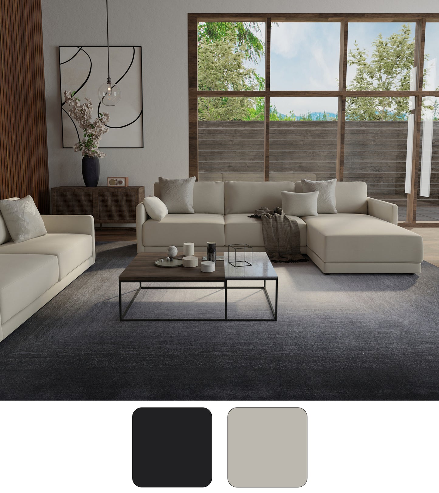 Katya Modern/Industrial/Casual Abstract/Gradient & Ombre Black/White/Gray - Feizy Rug