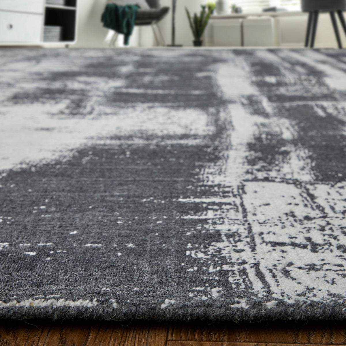 Coda Modern/Industrial/Global Abstract/Watercolor Black/White 8929 - Feizy Rug