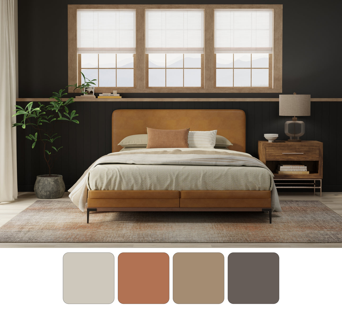 Eden Modern/Industrial Abstract/Gradient & Ombre/Stripes Ivory/Taupe/Pink - Feizy Rug