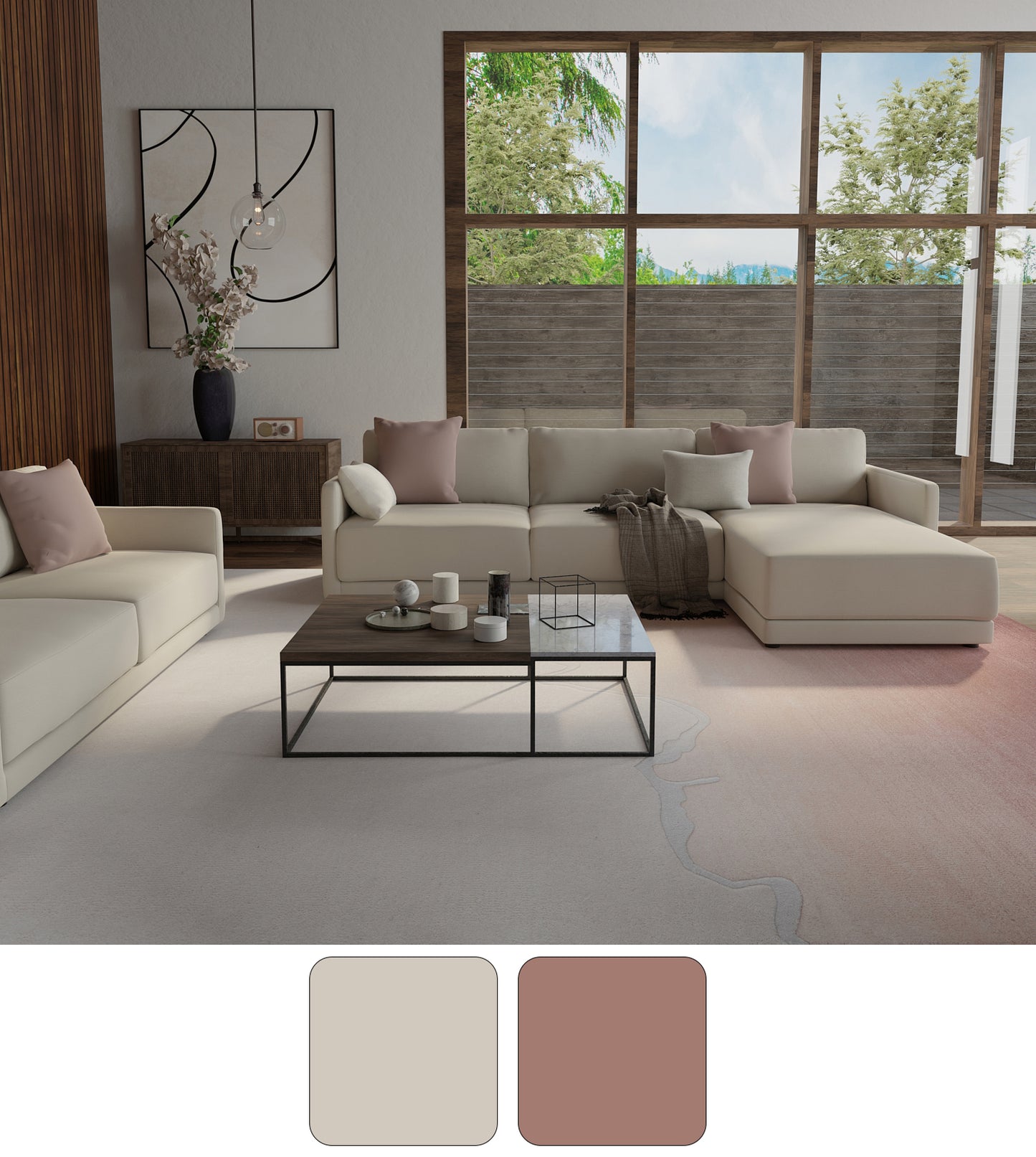 Katya Modern/Casual Gradient & Ombre/Abstract Pink/Ivory - Feizy Rug