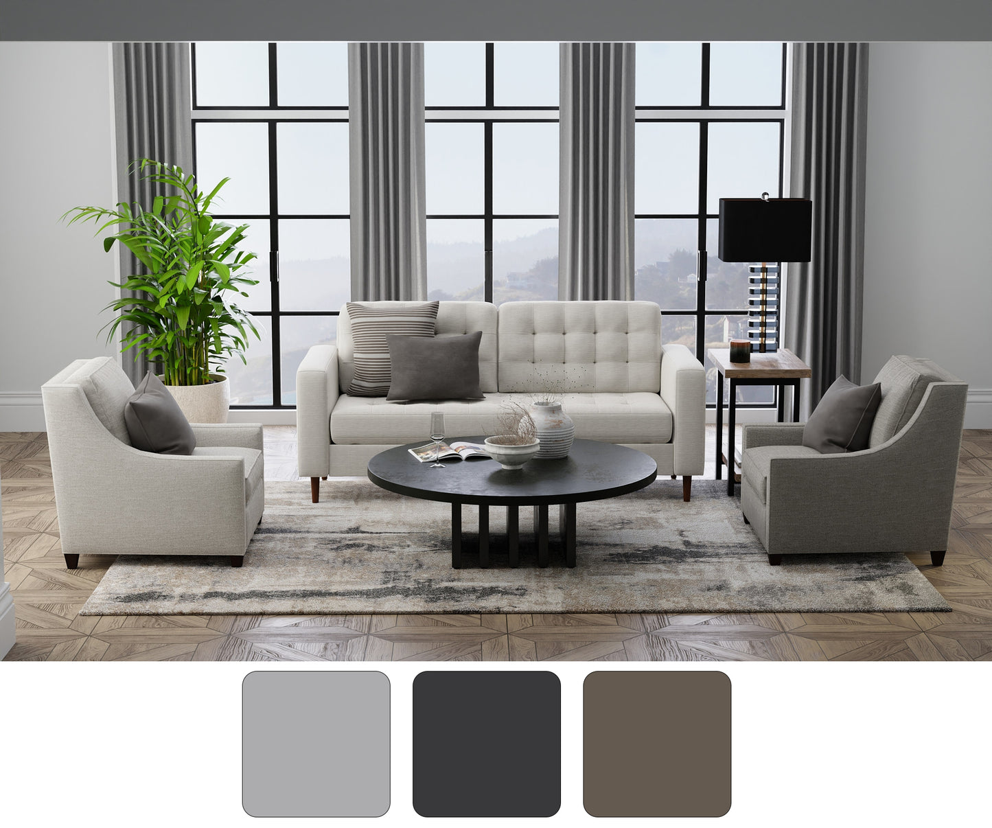 Richmond Modern/Industrial Abstract/Distressed Tan/Gray - Feizy Rug