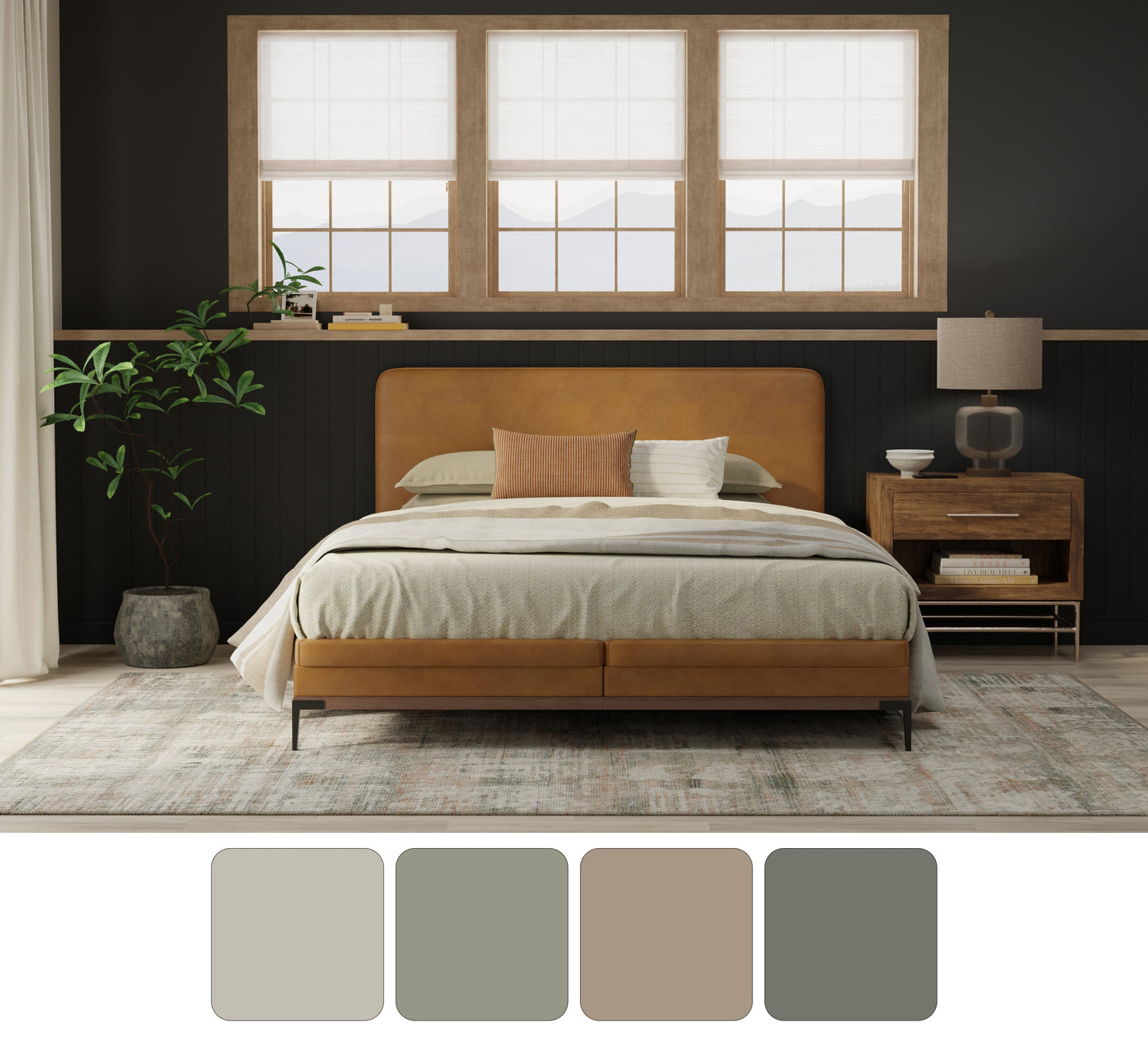 Eden Modern/Industrial Abstract/Stripes/Distressed Ivory/Gray/Green - Feizy Rug