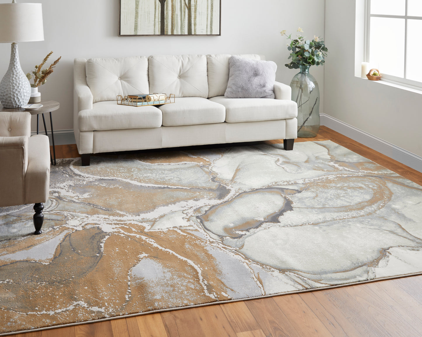 Clio Modern/Industrial/Casual Gray/Brown Accent Rug