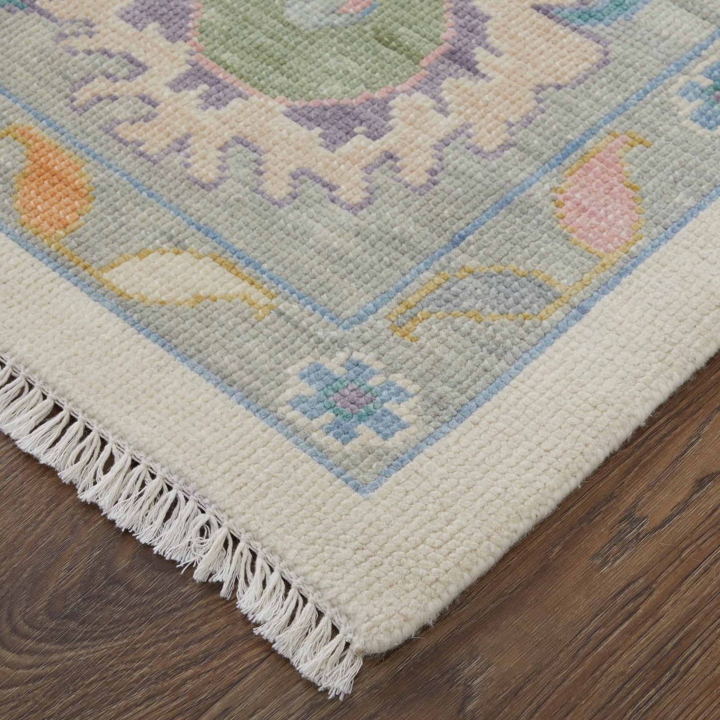 Karina Transitional/Bohemian & Eclectic/Craftsman Floral & Botanical/Bordered/Medallion Ivory/Orange/Blue - Feizy Rug
