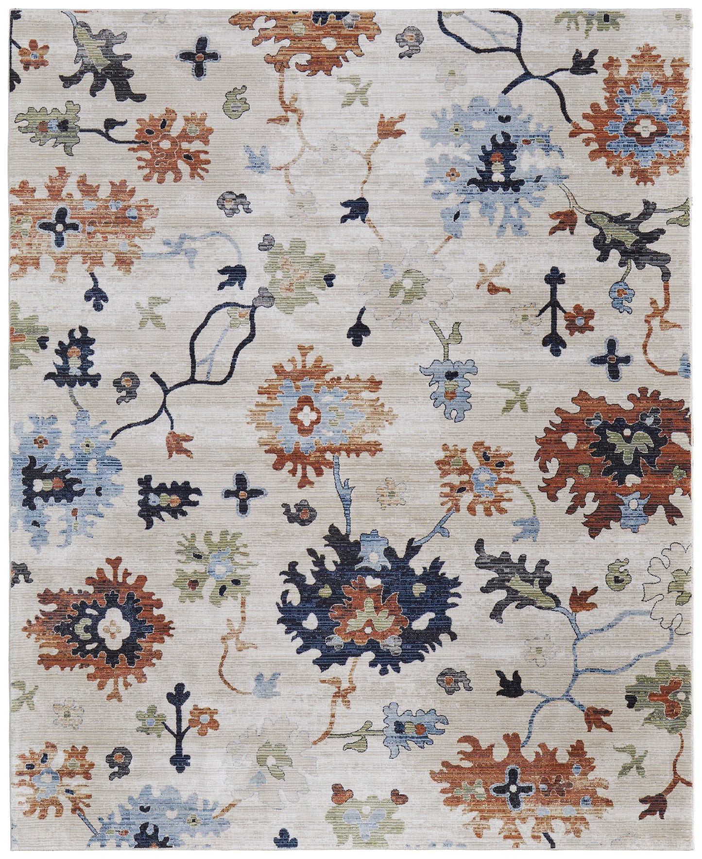 Melrose Transitional/Bohemian & Eclectic/Cottage Floral & Botanical Ivory/Red/Blue - Feizy Rug