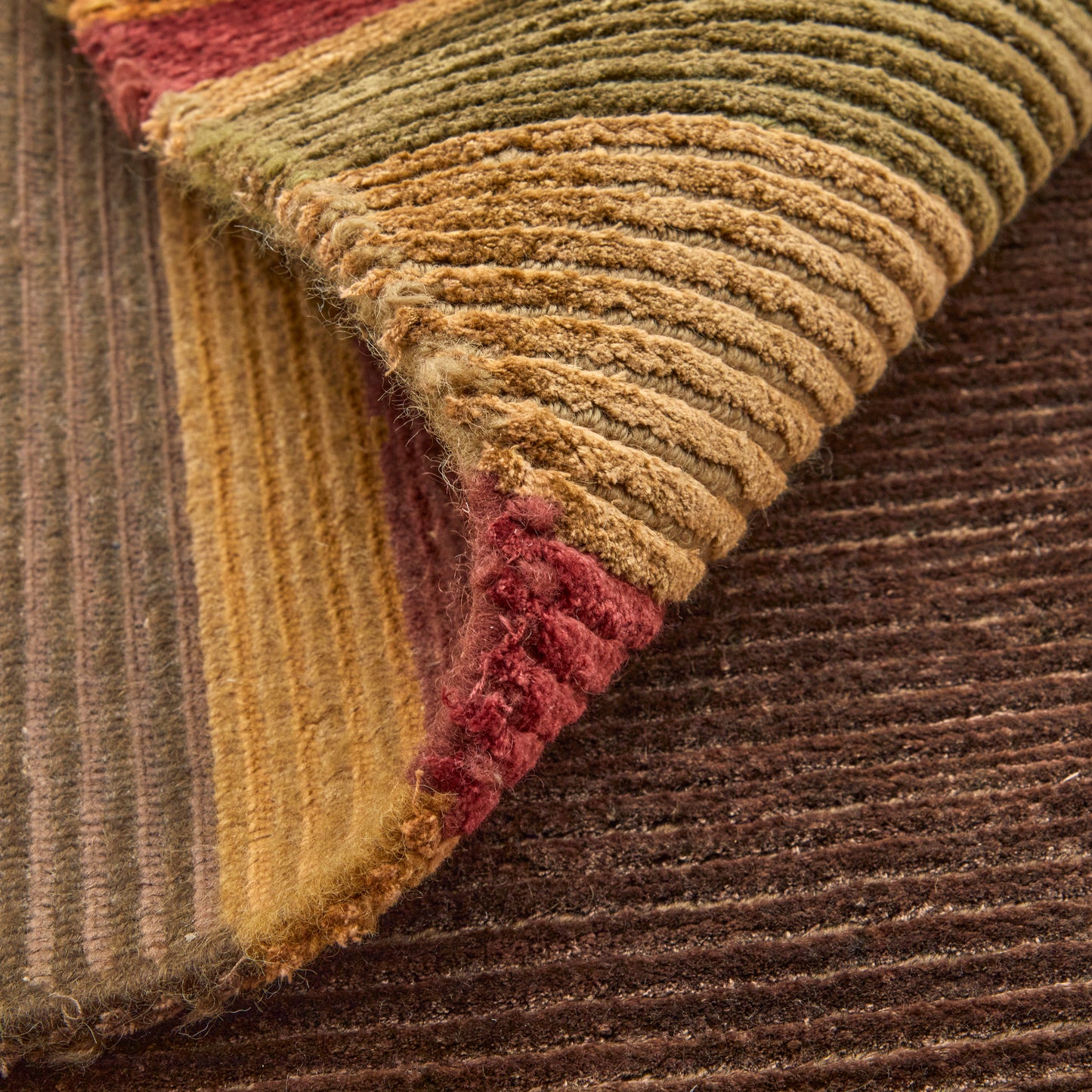 Keystone Modern/Casual Stripes Brown/Green/Red - Feizy Rug
