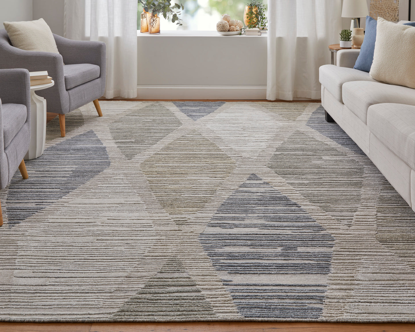 Elias Modern/Casual/Bohemian & Eclectic Ivory/Blue/Brown Area Rug