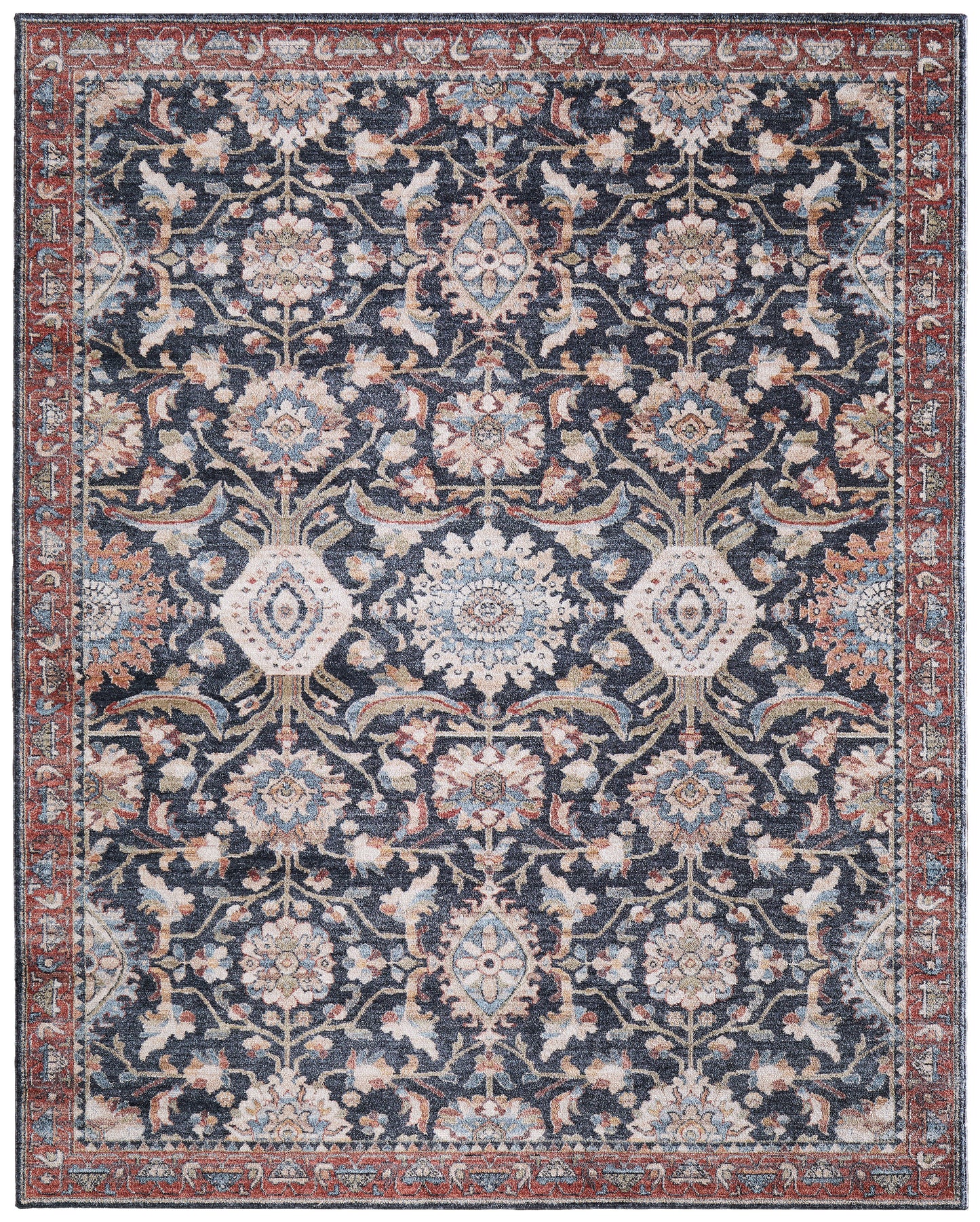 Pearson Traditional/Vintage Medallion/Floral & Botanical Blue/Red/Ivory - Feizy Rug