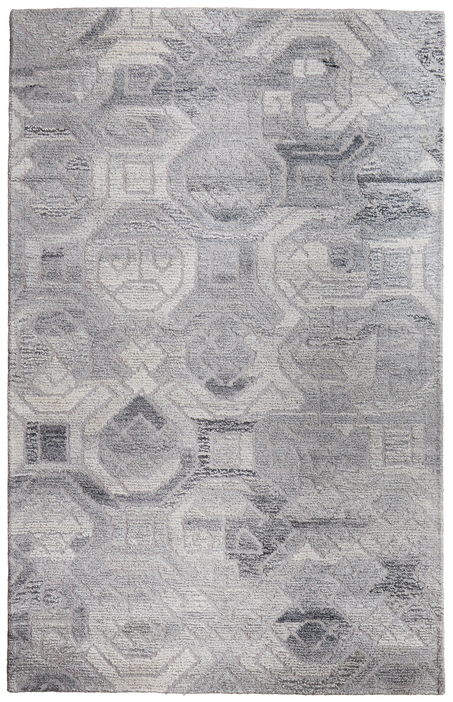 Asher Transitional/Industrial/Global Distressed/Geometric Gray/Ivory/Taupe - Feizy Rug