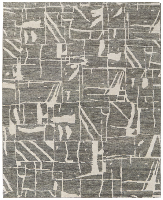 Sutton Transitional/Industrial/Casual Abstract/Geometric Taupe/Ivory - Feizy Rug