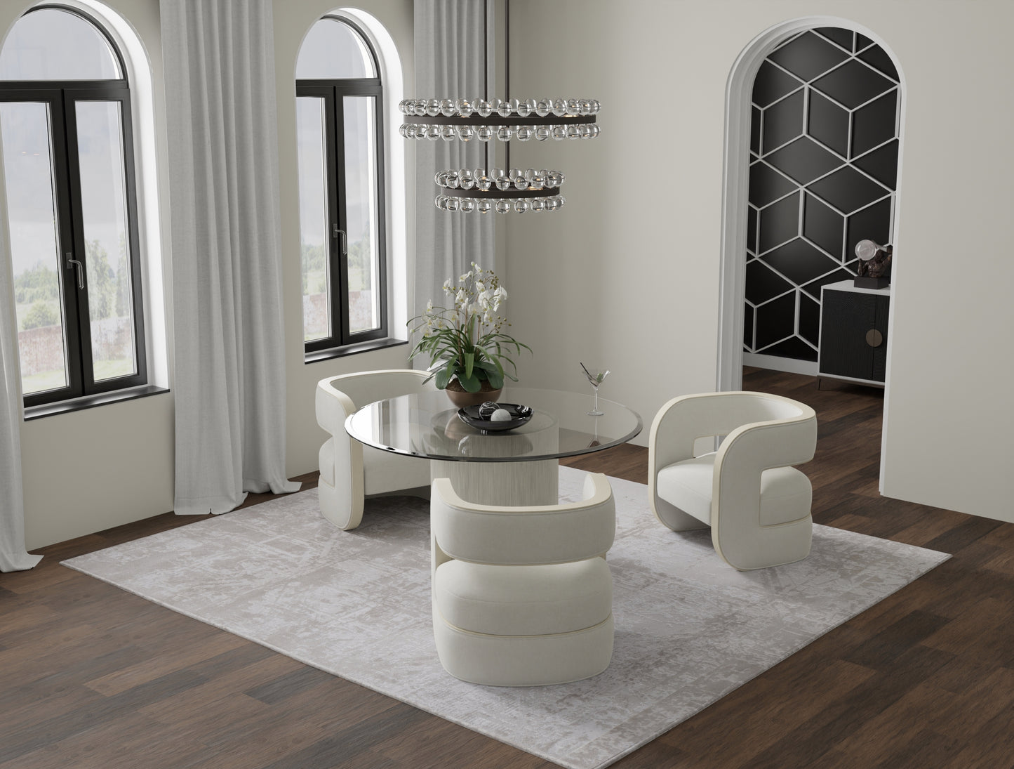 Prasad Modern/Luxury & Glam Ivory/Taupe/Silver Area Rug