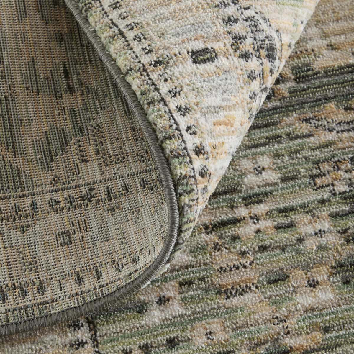 Augustine Traditional/Classic/Vintage Medallion/Bordered/Distressed Green/Black/Tan - Feizy Rug