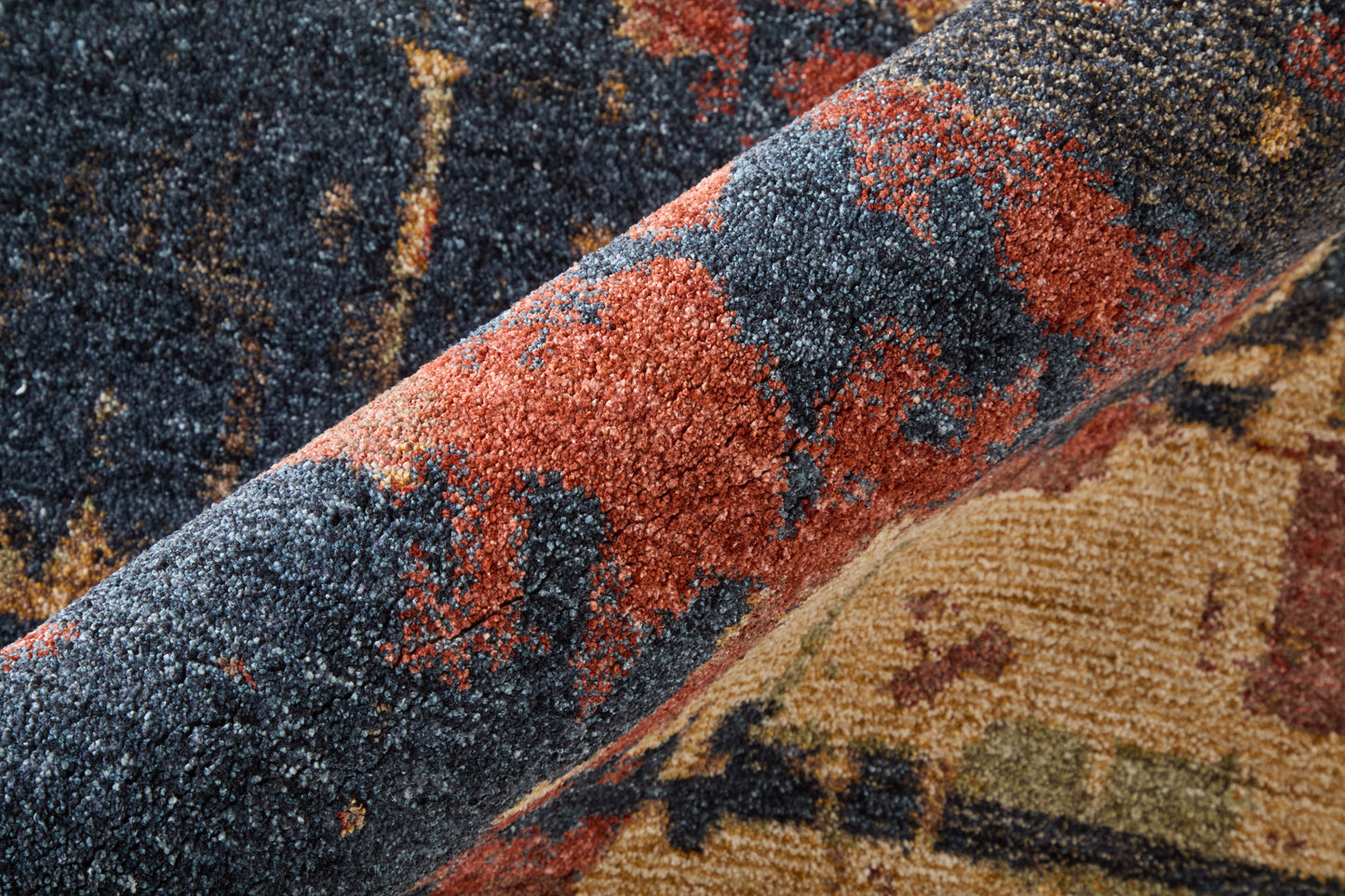 Pearson Modern/Industrial Abstract/Color Block/Distressed Blue/Red/Tan - Feizy Rug