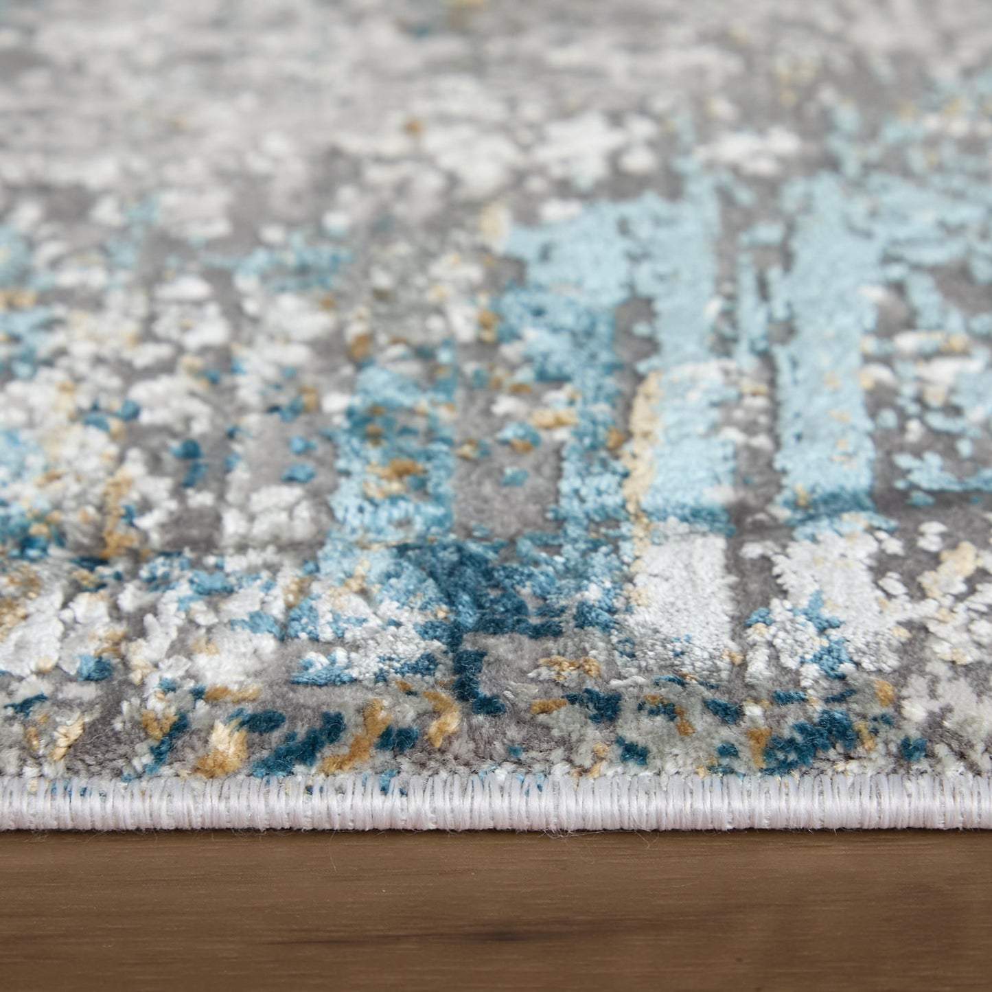 Cadiz Modern/Industrial/Luxury & Glam Ivory/Blue/Gold Area Rug