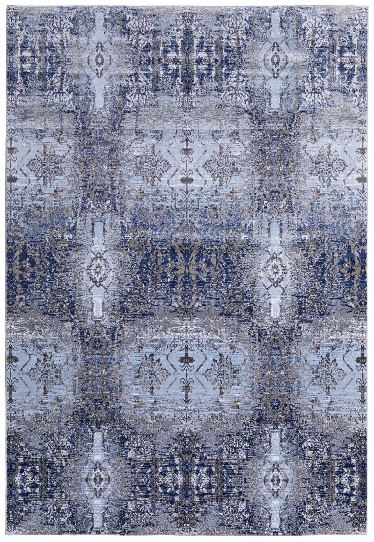 Gaspar Modern/Bohemian & Eclectic/Rustic Damask/Distressed Blue/Gray/Taupe - Feizy Rug
