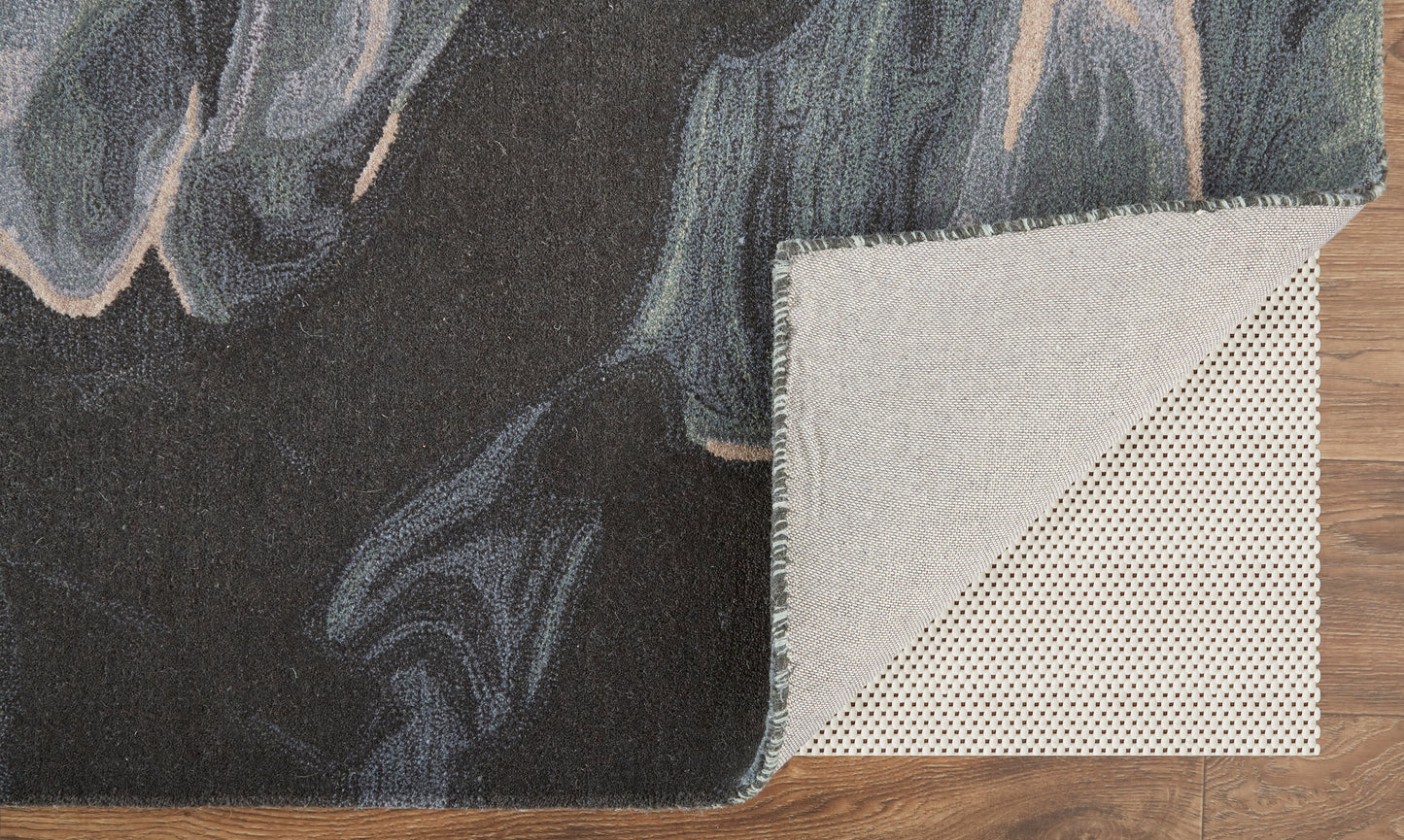 Amira Transitional/Industrial/Casual Abstract/Watercolor Green/Blue/Black - Feizy Rug