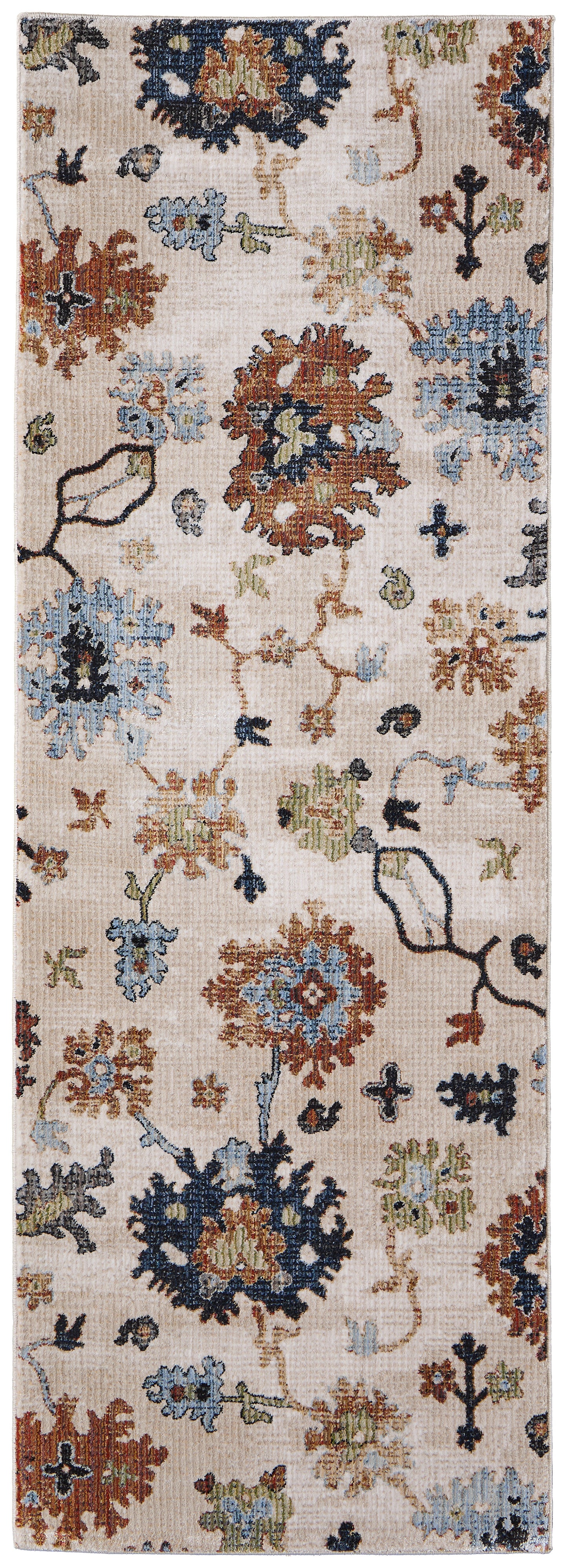 Melrose Transitional/Bohemian & Eclectic/Cottage Floral & Botanical Ivory/Red/Blue - Feizy Rug