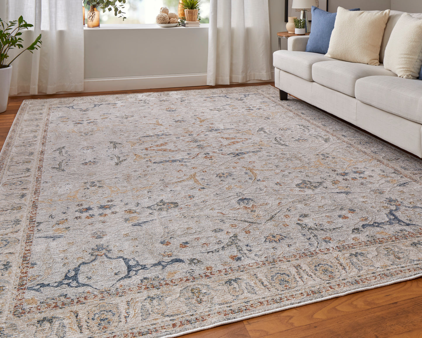 Pasha Transitional/Bohemian & Eclectic/Craftsman Ivory/Blue/Taupe Accent Rug  Feizy Rugs Small Parcel,Feizy Rugs,Pasha,Ivory/Blue/Taupe,2' x 3',Accent Rug,Polyester,Transitional/Bohemian & Eclectic/Craftsman,Turkey
