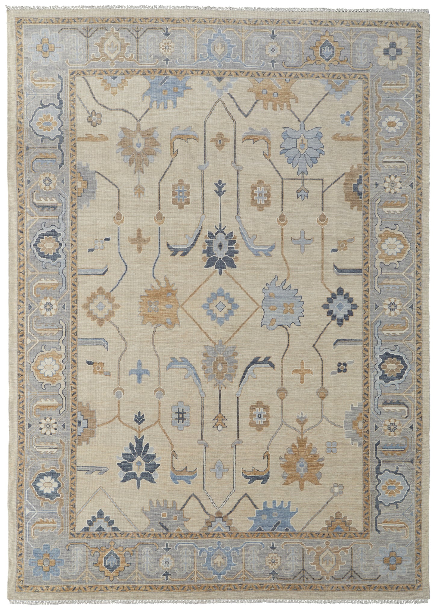 Karina Transitional/Bohemian & Eclectic/Craftsman Ivory/Blue/Tan Accent Rug