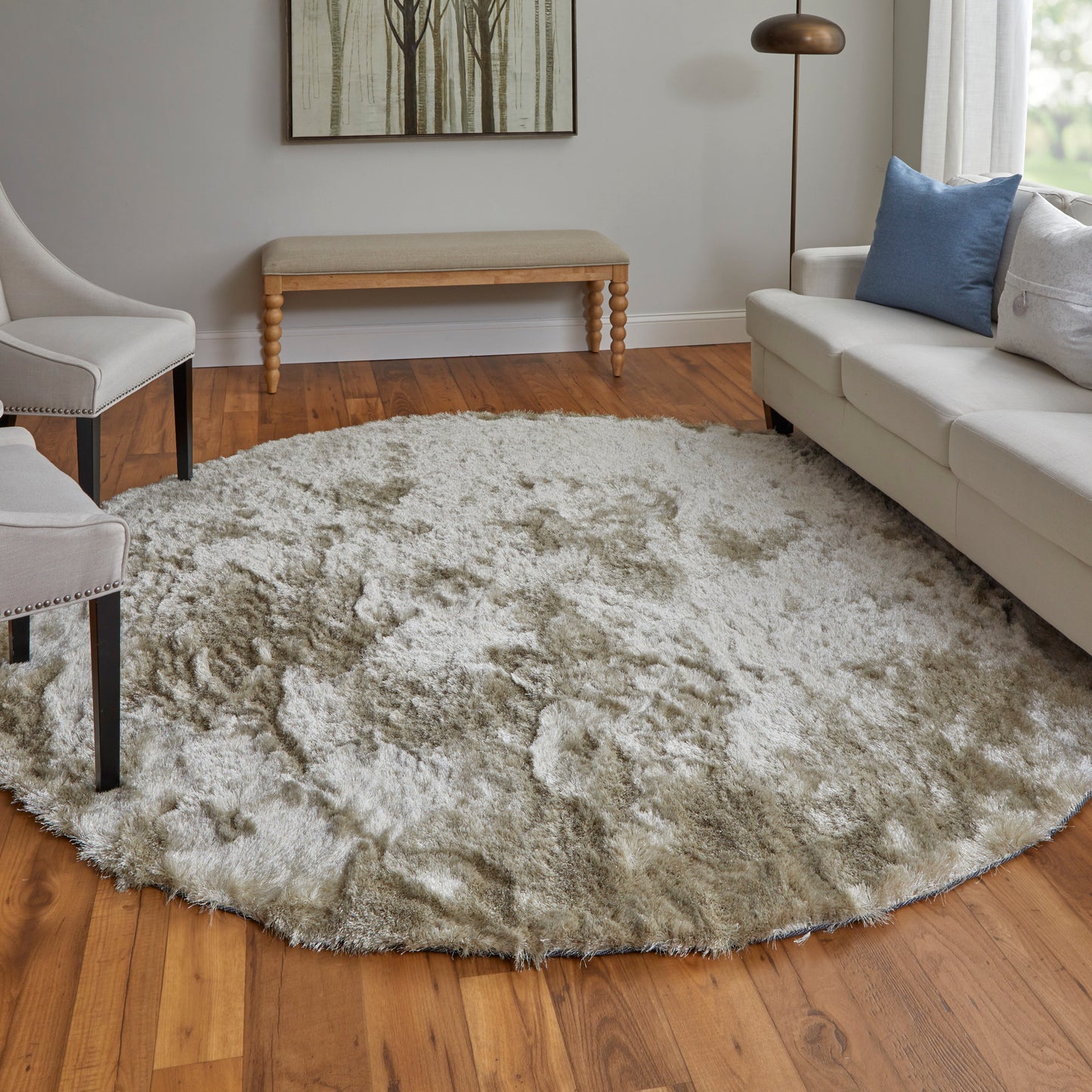 Indochine Modern/Luxury & Glam/Casual Tan/Taupe Round Rug