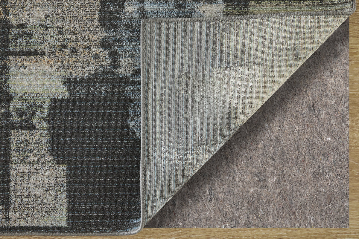 Greenwich Modern Geometric/Abstract/Distressed Black/Ivory/Blue - Feizy Rug