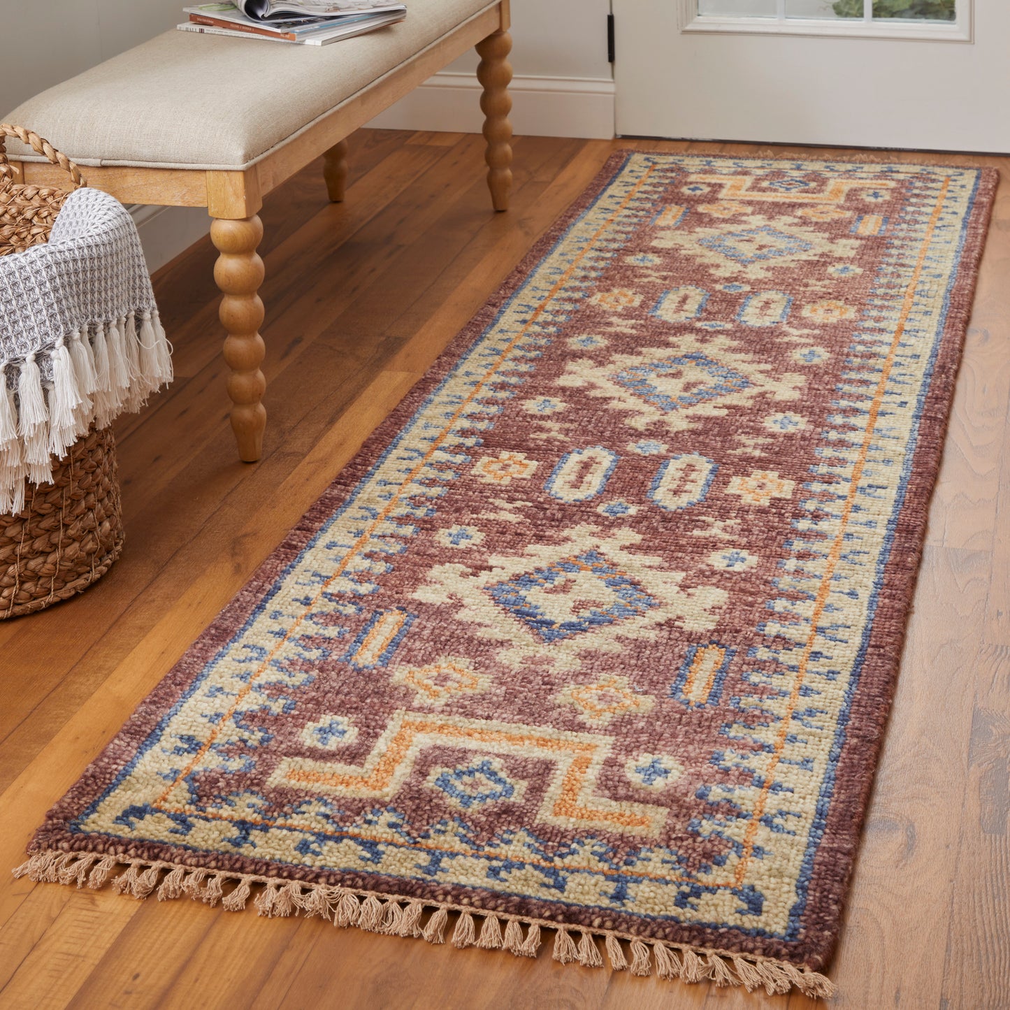 Fillmore Traditional/Bohemian & Eclectic Geometric/Diamond/Bordered Red/Green/Blue - Feizy Rug