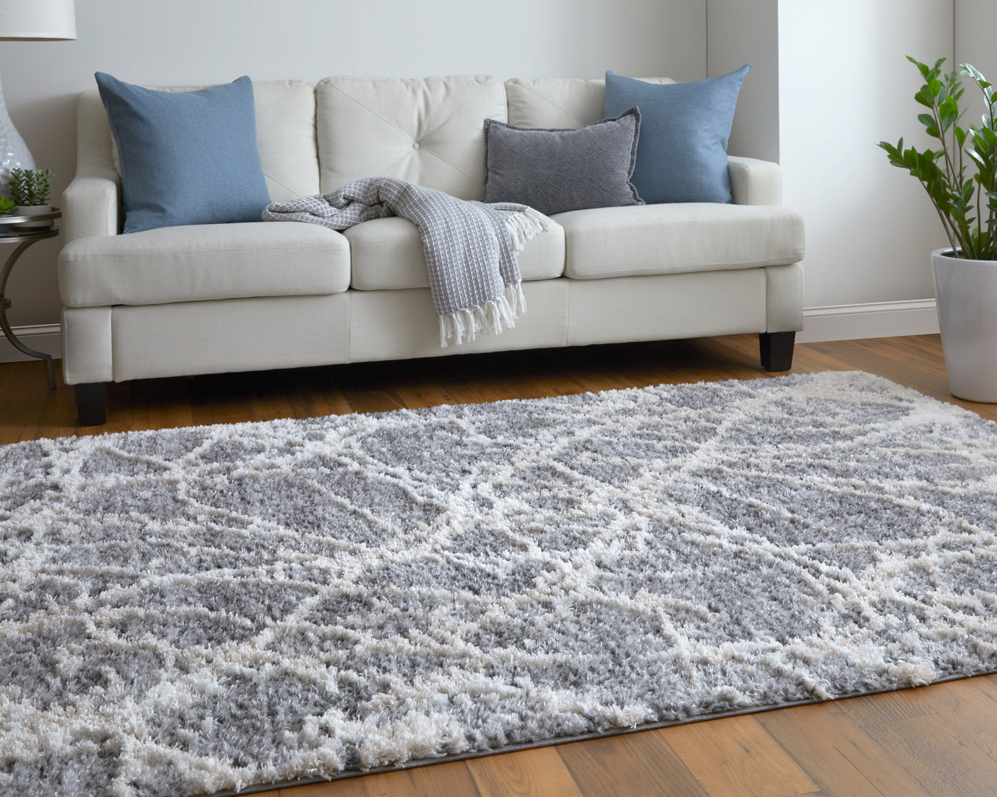 Mynka Transitional/Casual Abstract Gray/Ivory - Feizy Rug