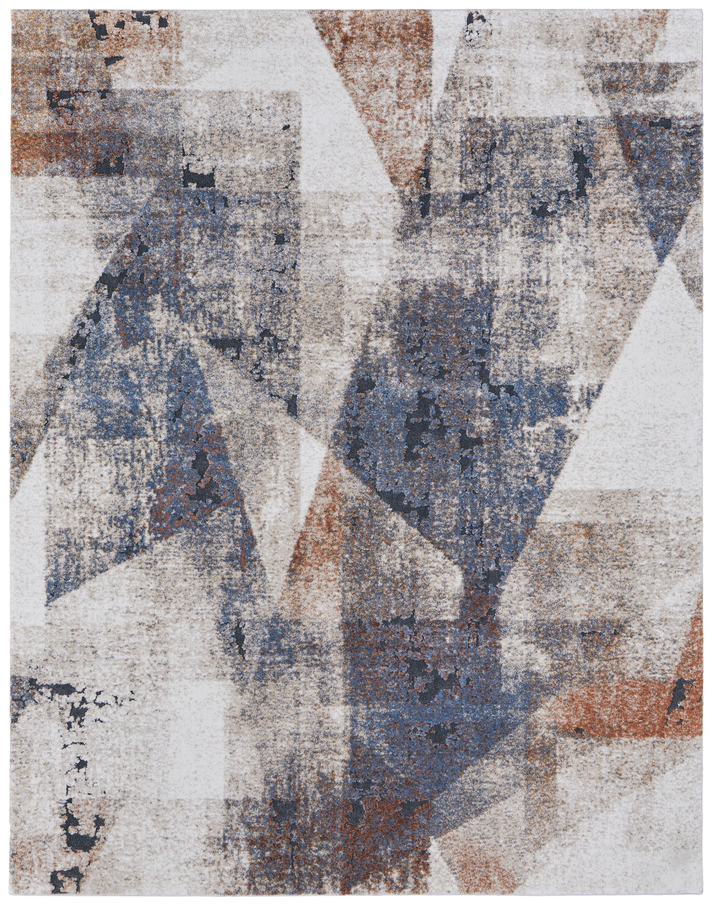 Gilmore Modern/Bohemian & Eclectic/Casual Color Block/Geometric/Abstract Blue/Ivory/Taupe - Feizy Rug