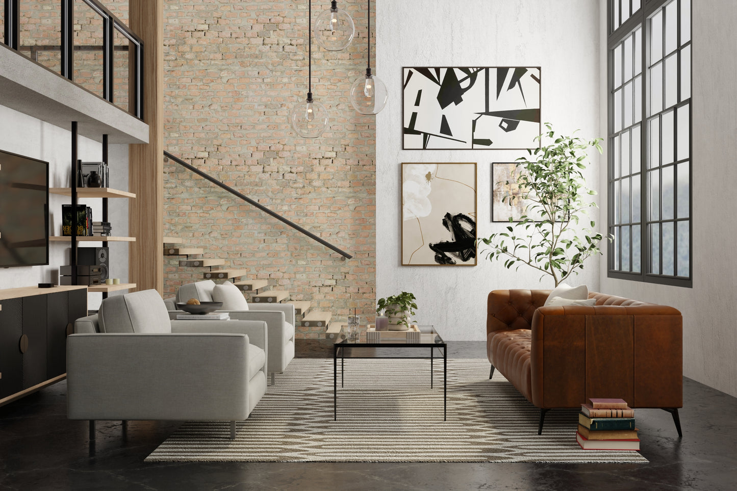 Kimball Transitional/Casual Abstract/Geometric Taupe/Ivory - Feizy Rug