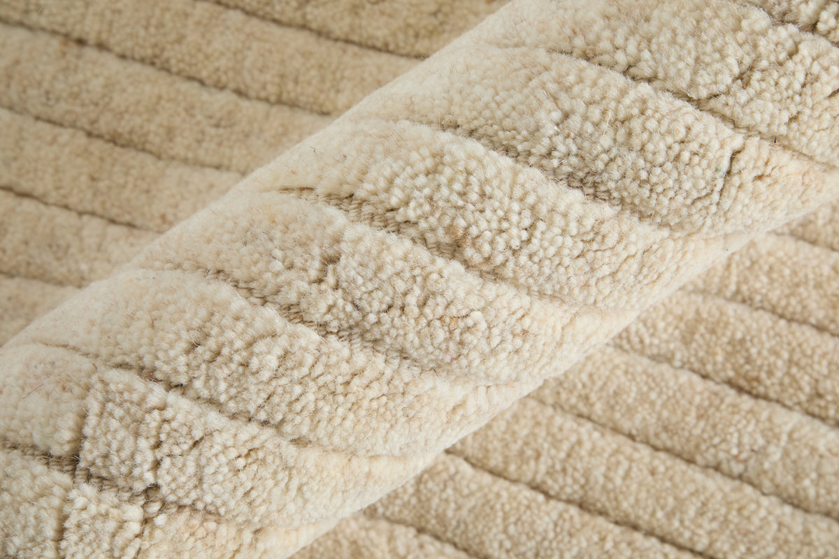 Cornerstone Modern/Casual Solid/Stripes Ivory - Feizy Rug