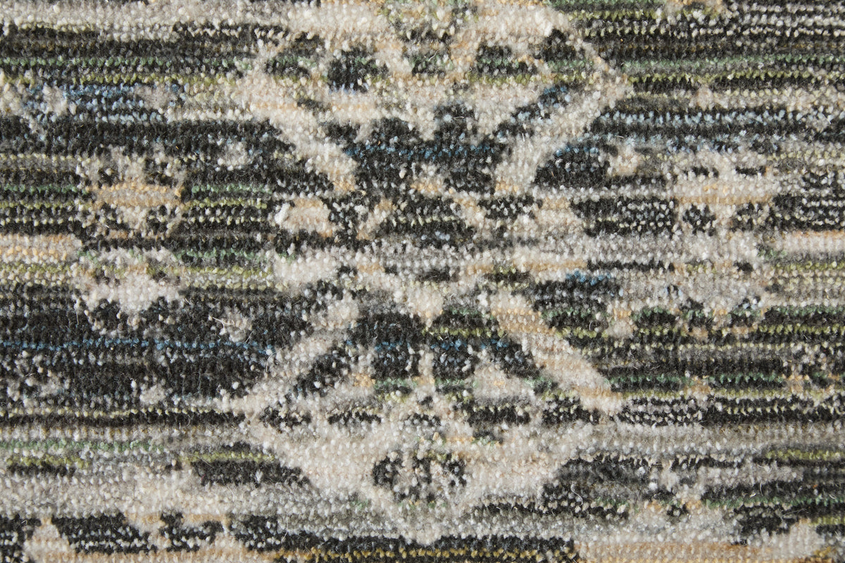 Augustine Traditional/Classic/Vintage Medallion/Bordered/Distressed Black/Ivory/Green - Feizy Rug