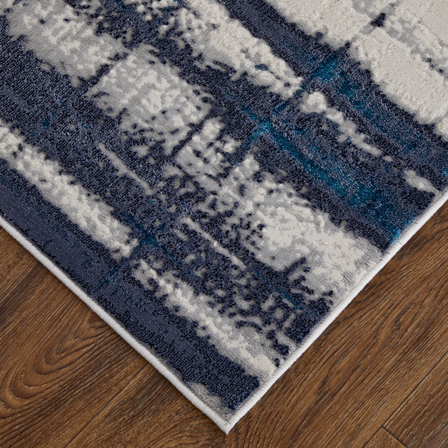 Indio Modern/Industrial/Casual Ivory/Blue/Gray Accent Rug