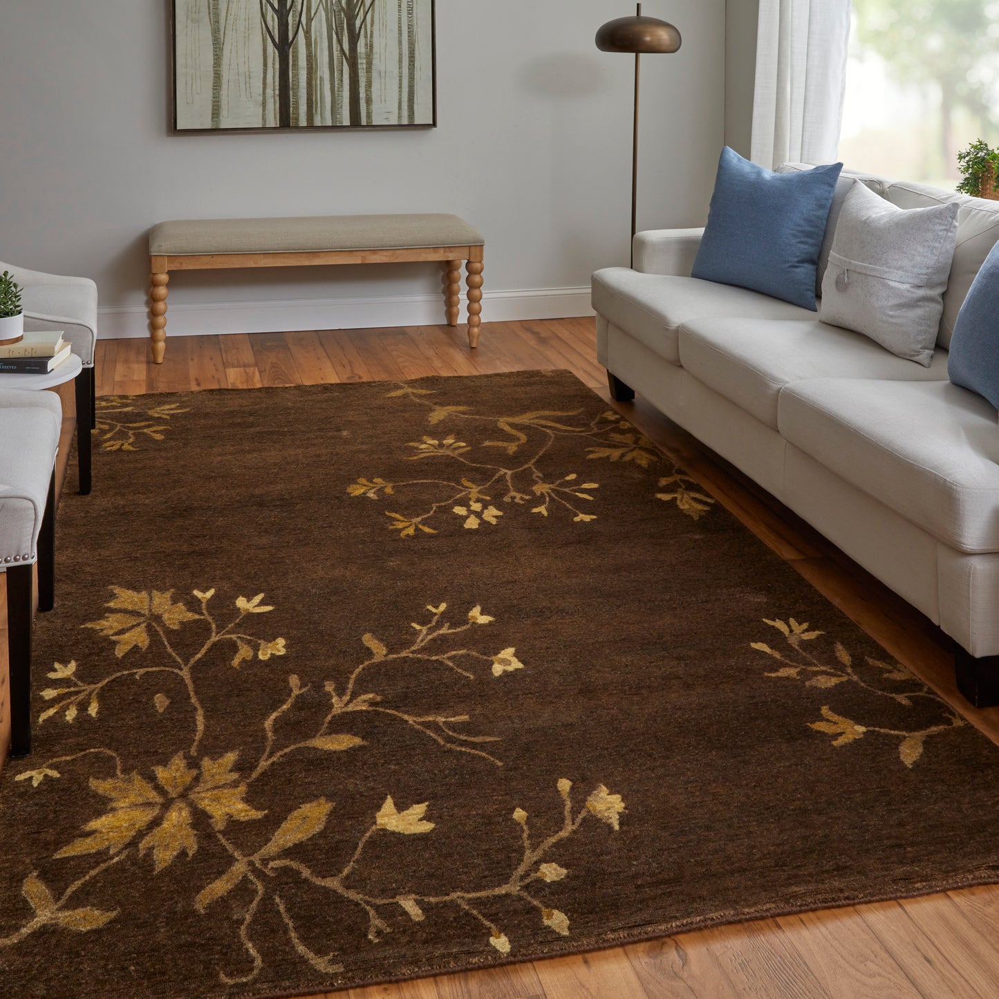 Cordonnet Transitional/Casual Floral & Botanical Green/Gold - Feizy Rug