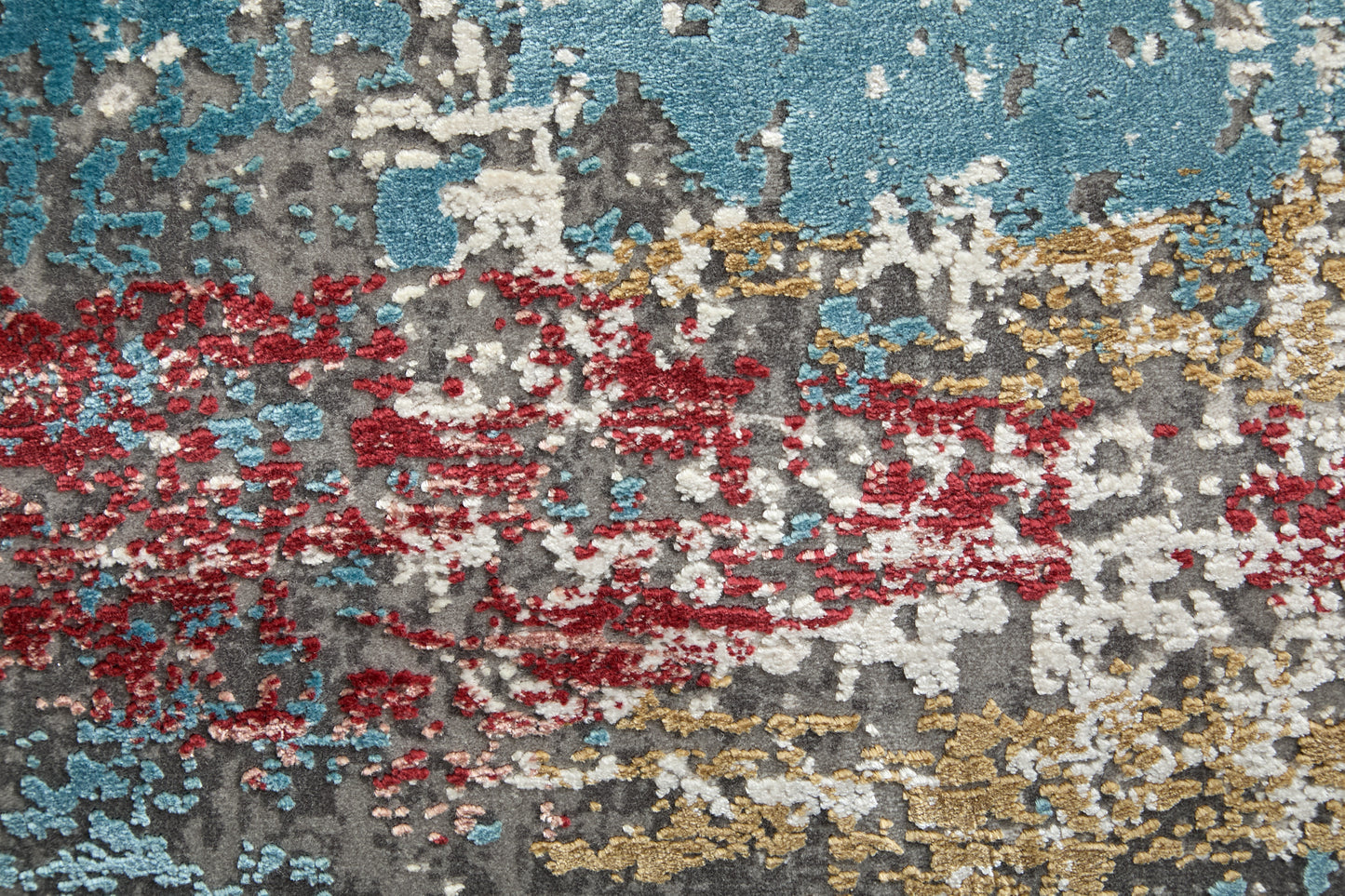 Cadiz Modern/Industrial/Luxury & Glam Abstract/Watercolor/Stripes Gray/Red/Blue - Feizy Rug