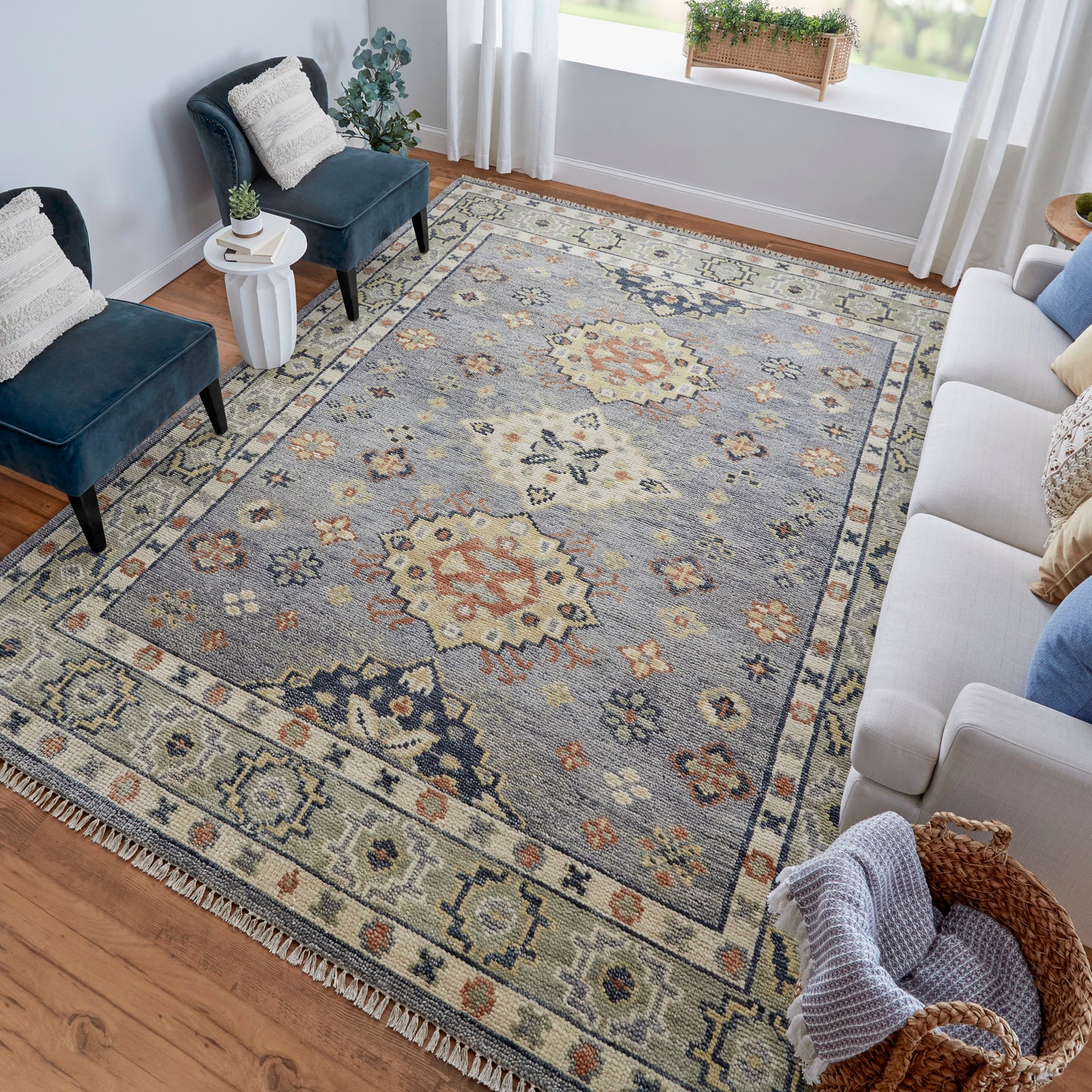 Fillmore Transitional/Bohemian & Eclectic/Craftsman Blue/Taupe/Gray Accent Rug
