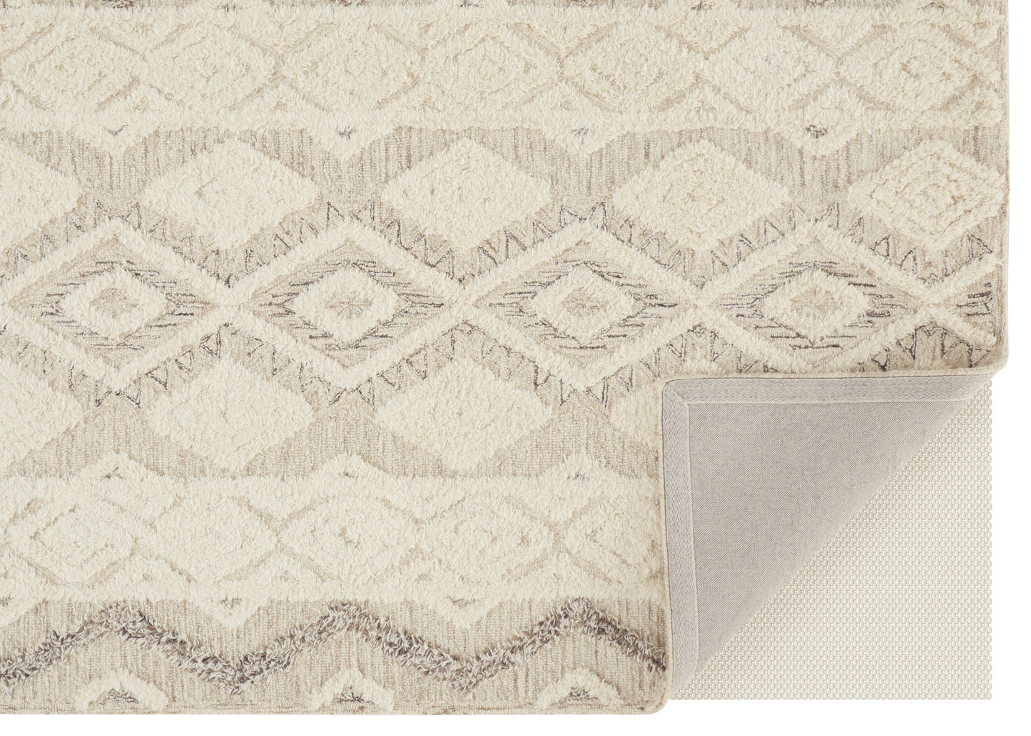 Anica Transitional/Natural/Bohemian & Eclectic Geometric/Moroccan Ivory/Taupe/Gray - Feizy Rug