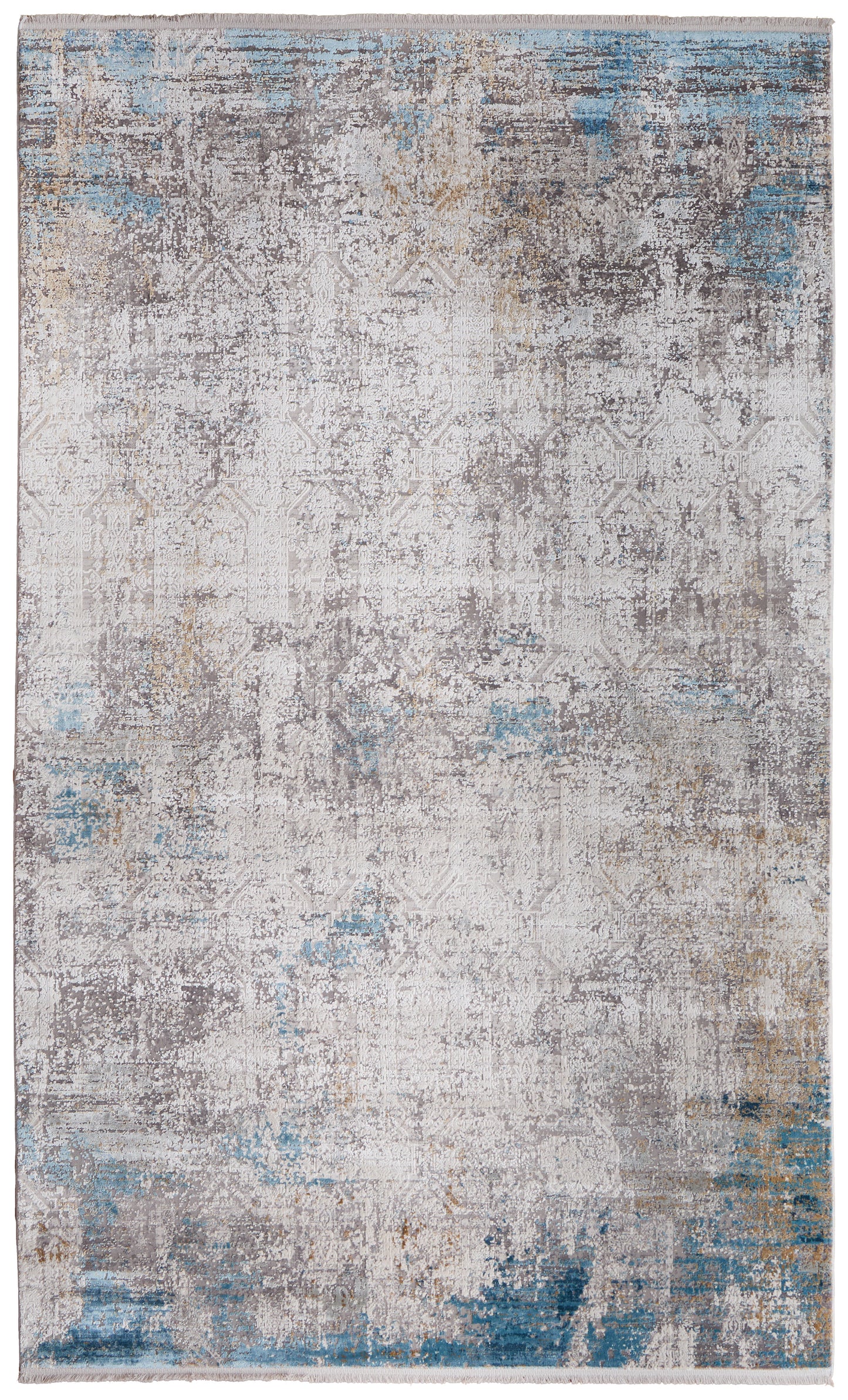 Cadiz Modern/Industrial/Luxury & Glam Ivory/Blue/Gold Area Rug