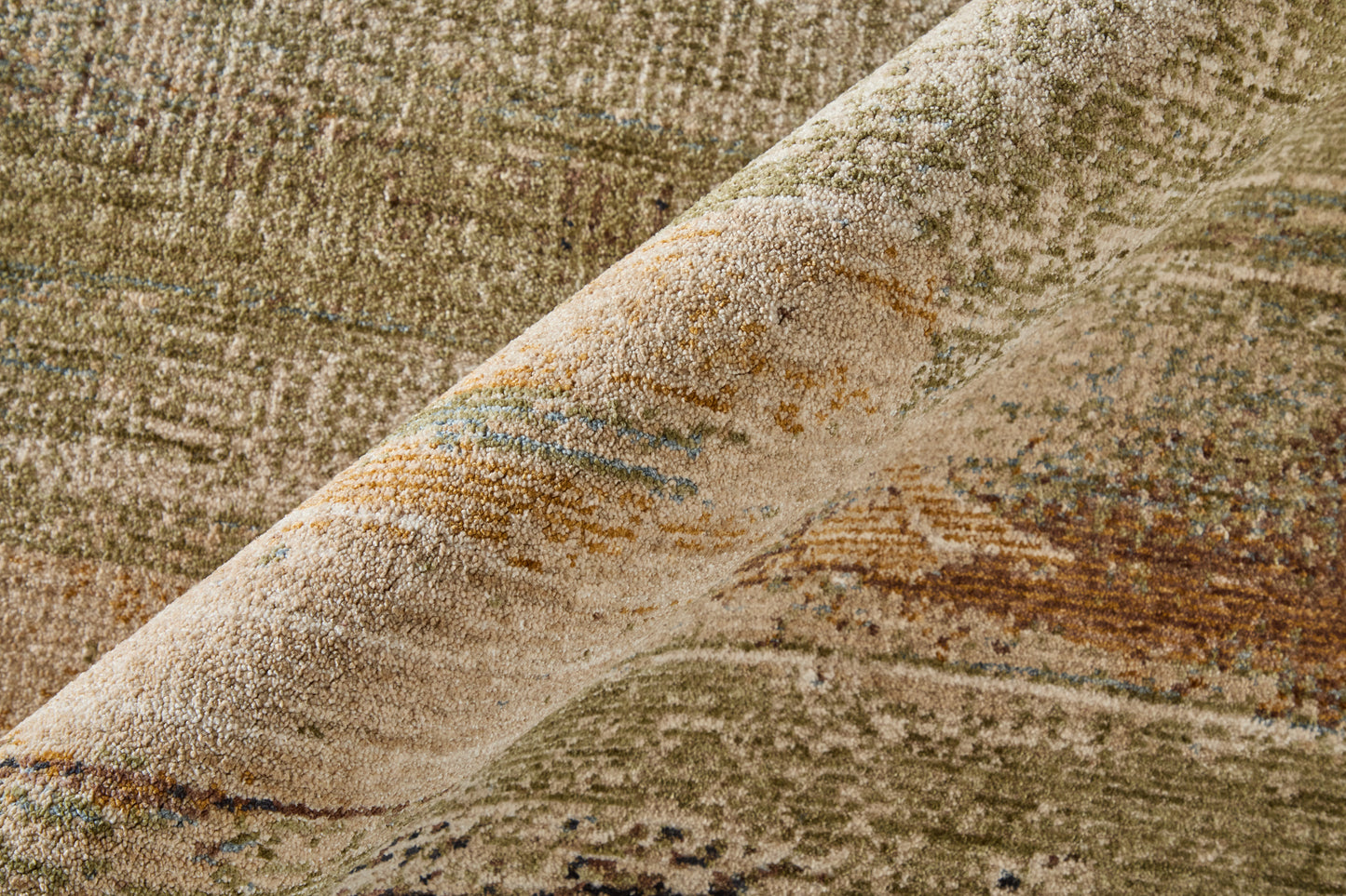 Pearson Modern/Industrial Abstract/Watercolor/Distressed Green/Ivory/Brown - Feizy Rug