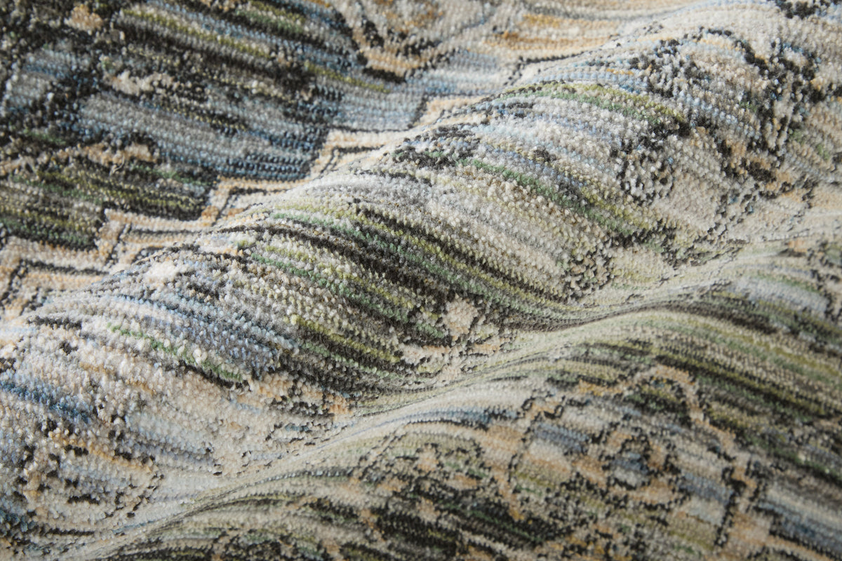 Augustine Traditional/Classic/Vintage Medallion/Bordered/Distressed Green/Ivory/Black - Feizy Rug