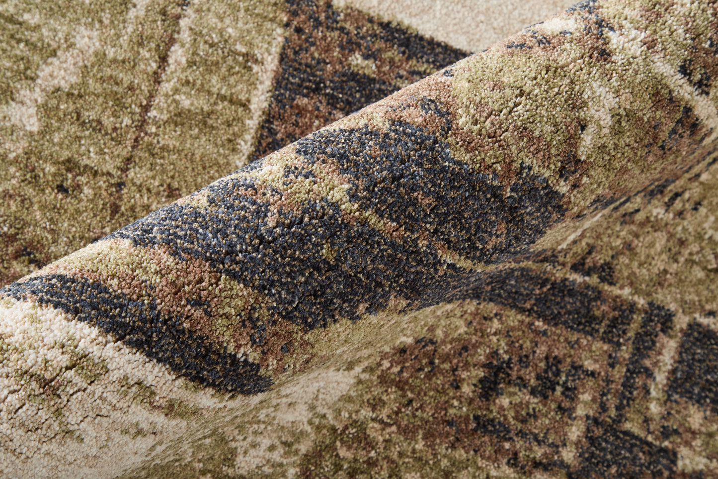 Pearson Modern/Industrial Abstract/Color Block/Distressed Ivory/Green/Brown - Feizy Rug