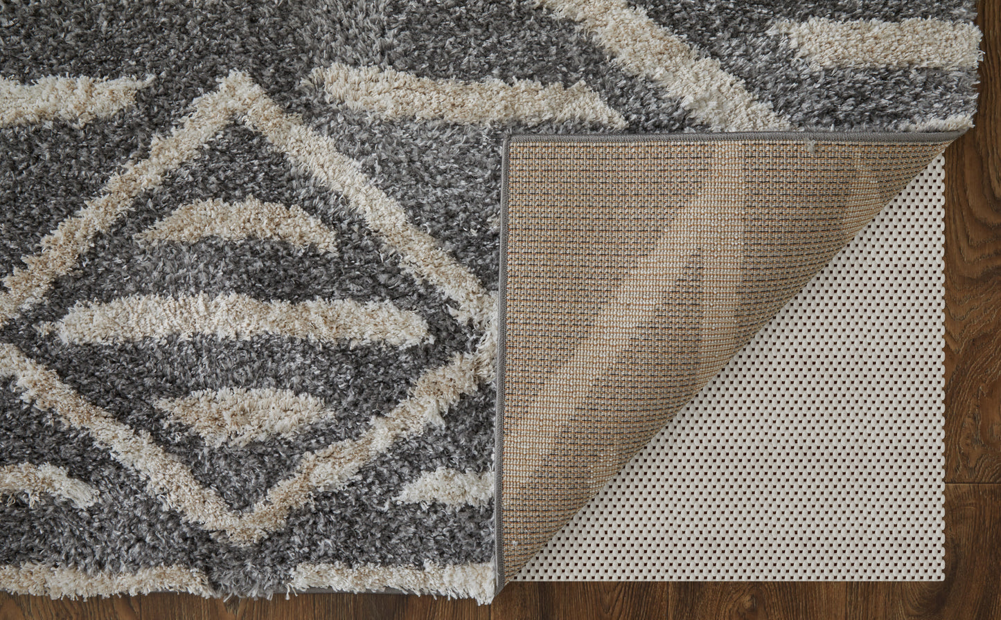 Mynka Transitional/Bohemian & Eclectic/Farmhouse Diamond/Geometric Gray/Ivory - Feizy Rug