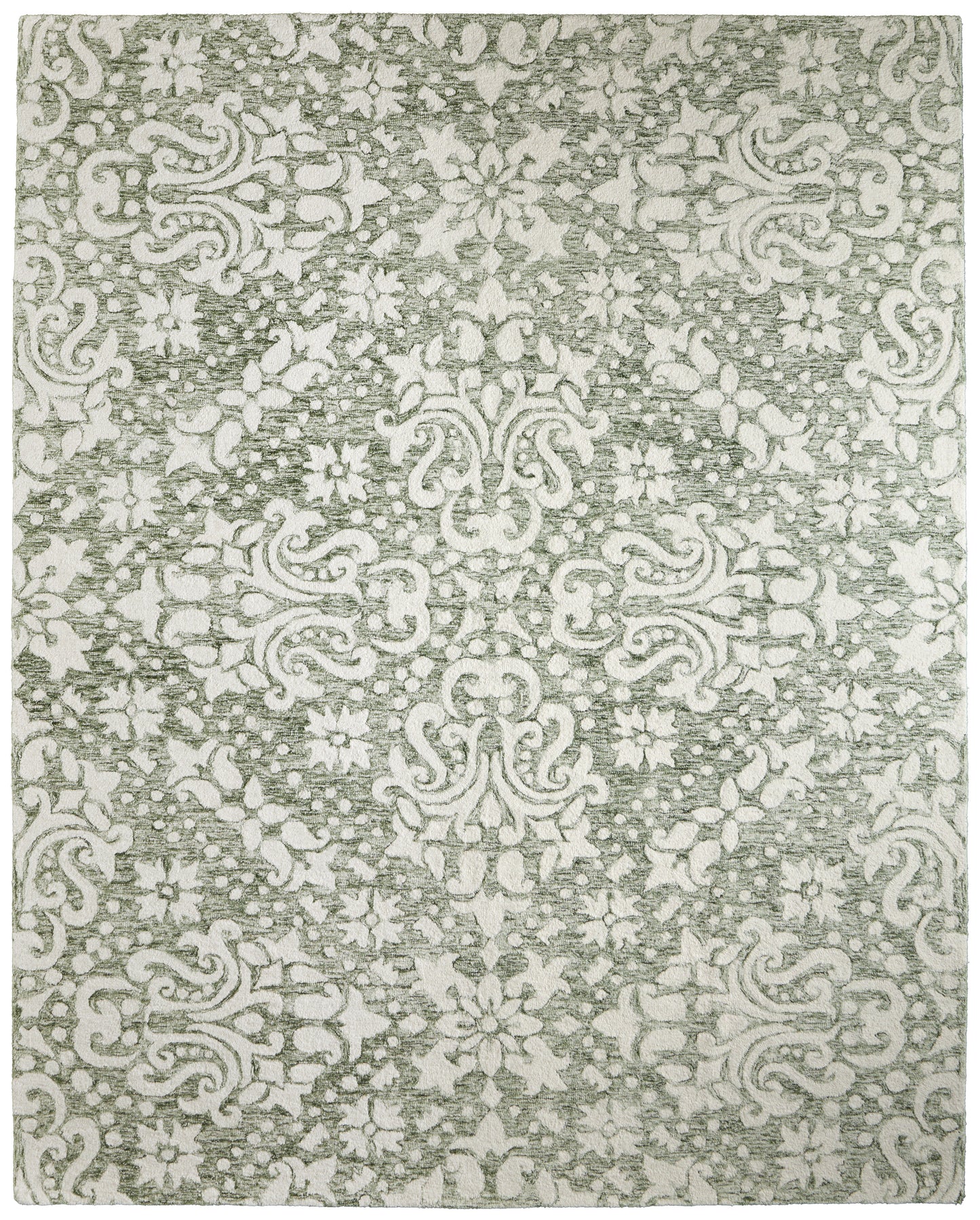 Belfort Traditional/Vintage/Casual Ivory/Green Area Rug