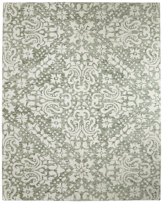 Belfort Traditional/Vintage/Casual Ivory/Green Area Rug